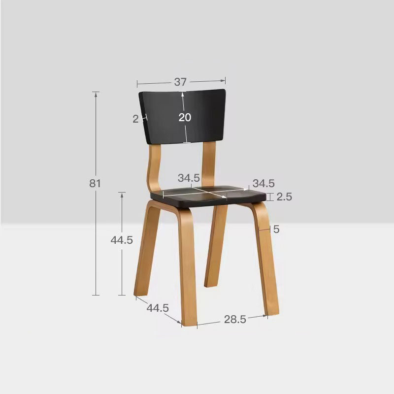 Modern Bentwood Dining Chair - Black Seat with Sturdy Wooden Frame