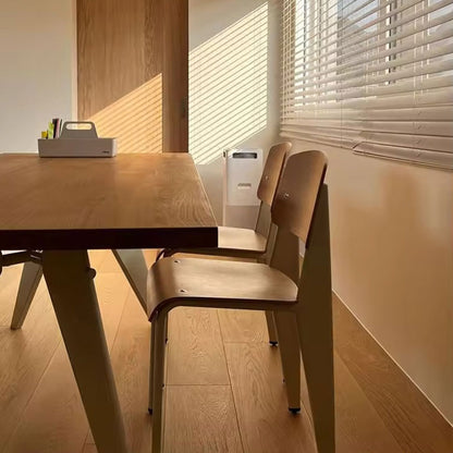 Modern Minimalist Wooden Chair - Metal Frame with Natural Wood Finish