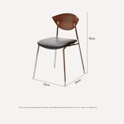 Modern Minimalist Dining Chair - Wooden Backrest with Metal Legs & Cushioned Seat