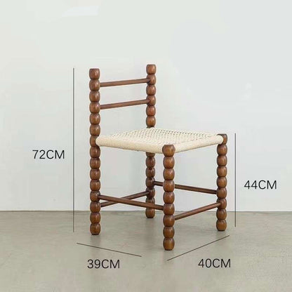 Vintage Bobbin Wooden Chair - Handcrafted Frame with Woven Seat
