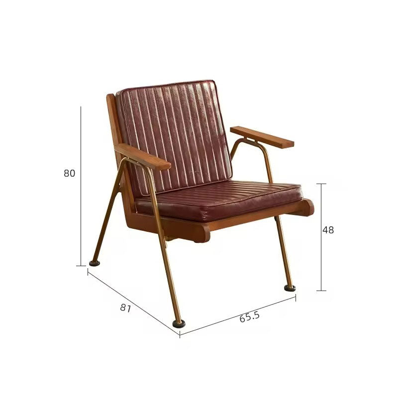 Retro Industrial Leather Lounge Chair - Metal Frame with Vintage Cushion Design