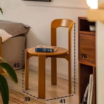 Modern Solid Wood Dining Chairs - Minimalist Curved Backrest Design